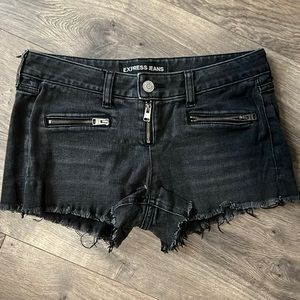 Black denim shorts